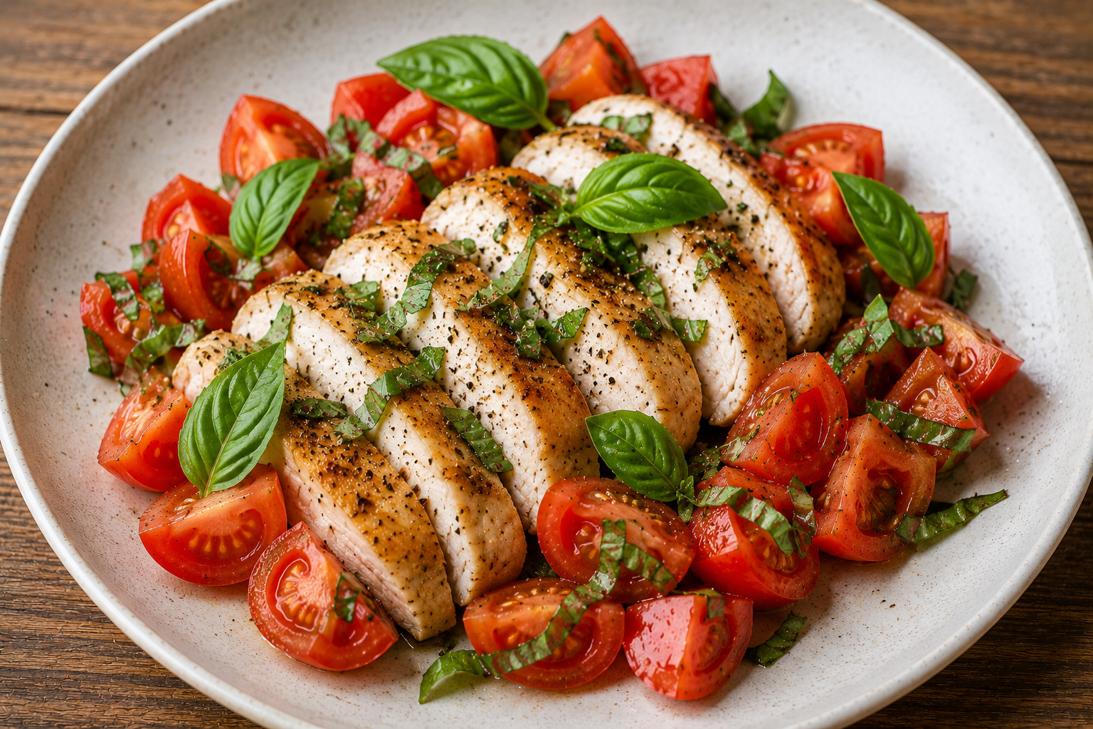 Kipfilet met tomaat en basilicum
